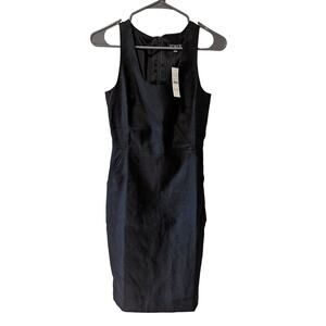 J. Crew Scoopneck Resume Dress in Stretch Linen Blend size 00 Black with pockets